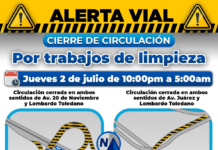 ¡Precaución! Cerrará circulación en incorporación a Lombardo Toledano por trabajos de limpieza