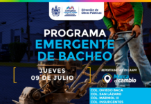Diez zonas tendrán bacheo este jueves 9 de julio: Municipio