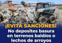 Evita sanciones, no deposites basura o escombro en terrenos baldíos y lechos de arroyos