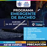 Ocho zonas tendrán bacheo este jueves 24 de septiembre: Municipio