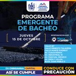 Atenderá Municipio ocho zonas con bacheo este jueves 15 de octubre